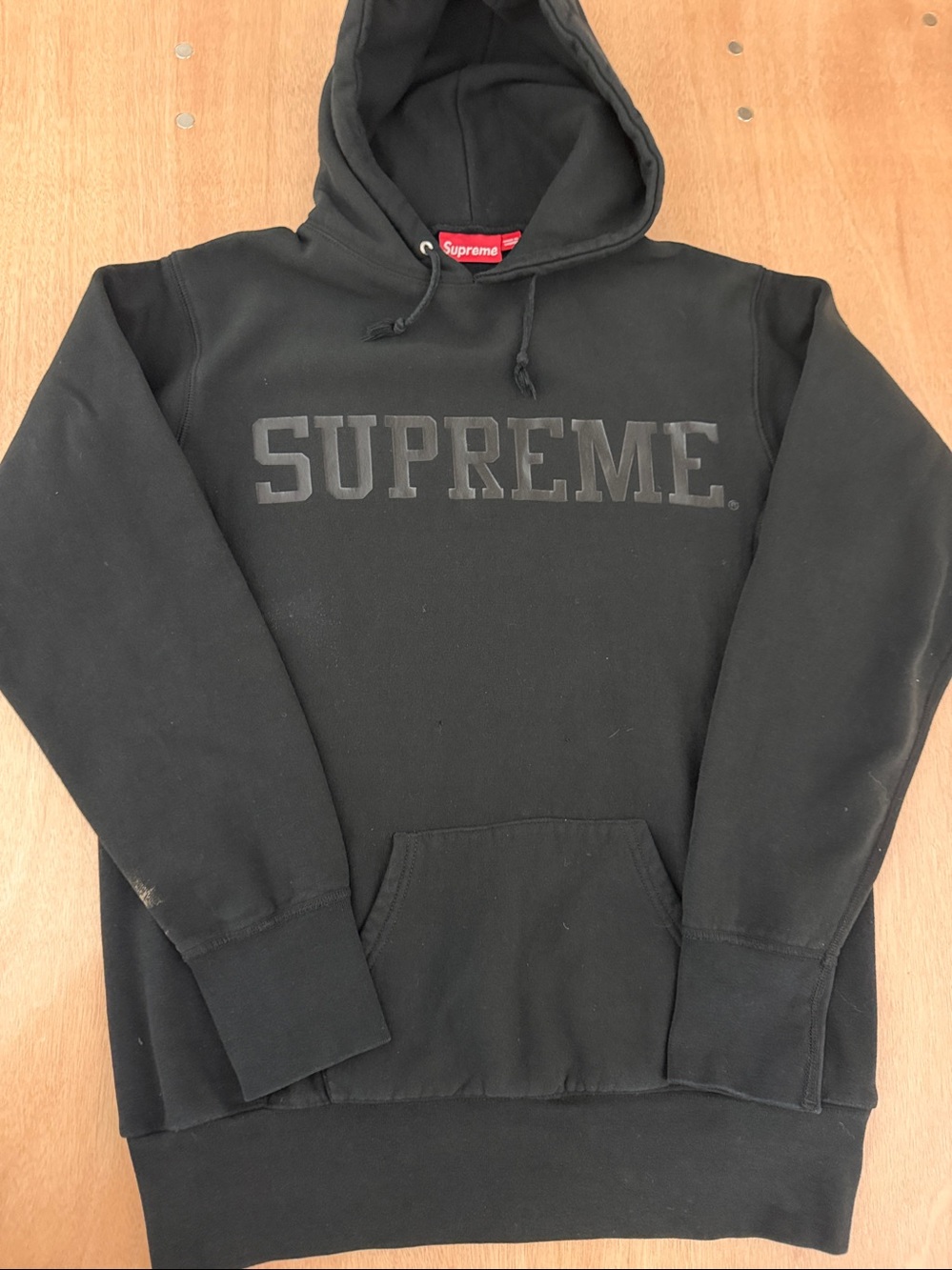 Supreme Black Embossed Logo Pullover Hoodie
